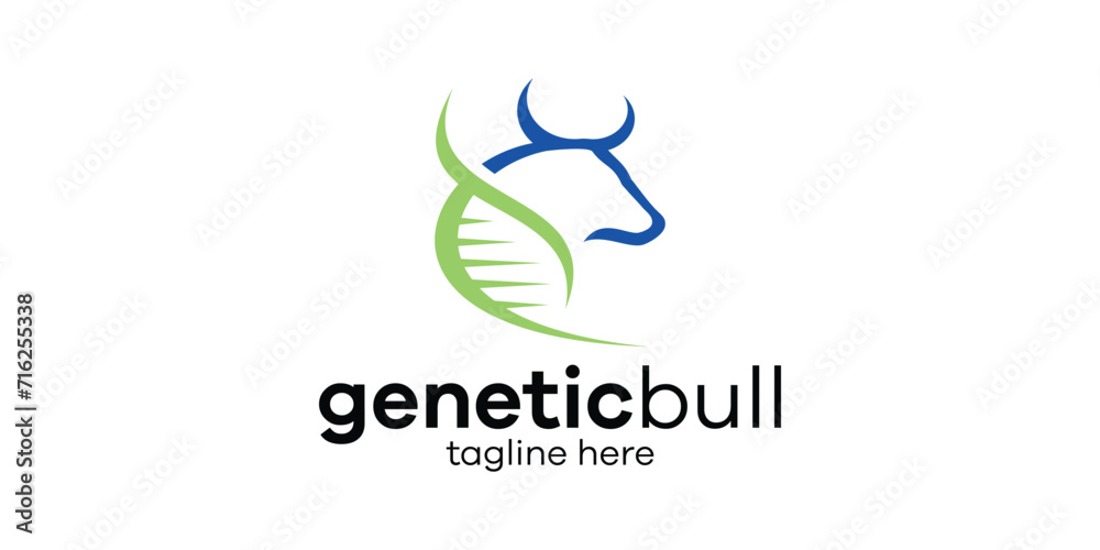logo design combining the shape of a bull with a genetic symbol. logo design combining the shape of a bull with a genetic symbol.