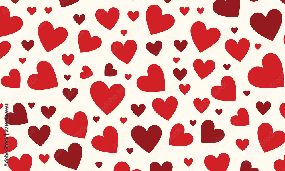 seamless pattern with red hearts for valentines day , wedding party , decorations on white background  