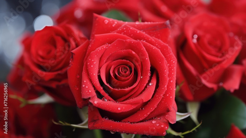 Beautiful red rose in flower bouque.