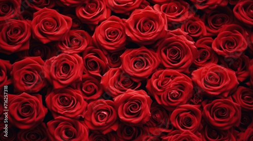 Natural red roses background  flowers wall.