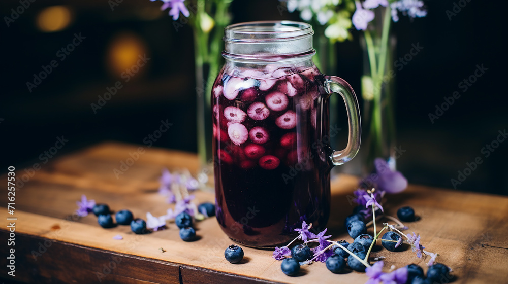 blueberry infused cold brew in a nature-inspired cafe blueberry infused cold brew in a nature-inspired cafe