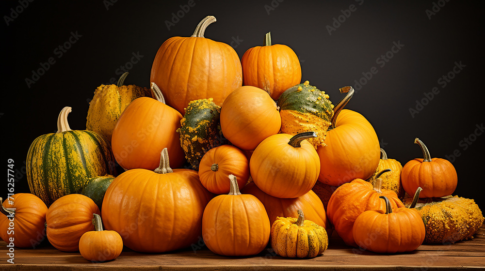 A_stack_of_rustic_pumpkins_in_different_sizes_commercial A_stack_of_rustic_pumpkins_in_different_sizes_commercial