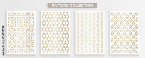 Collection of arabic geometric patterns. Luxurious gold color