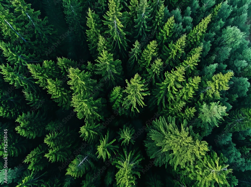 Aerial View of Lush Green Pine Forest Wallpaper and Design, Generative AI