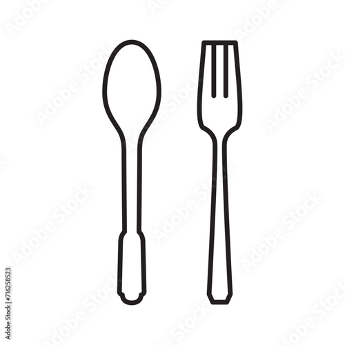 spoon fork icon. editable icon vectors on white background. Tableware, High quality design element. Editable linear style stroke. Vector icon.