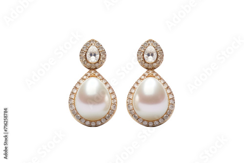 Classic Pearl Drop Earring Isolated On Transparent Background