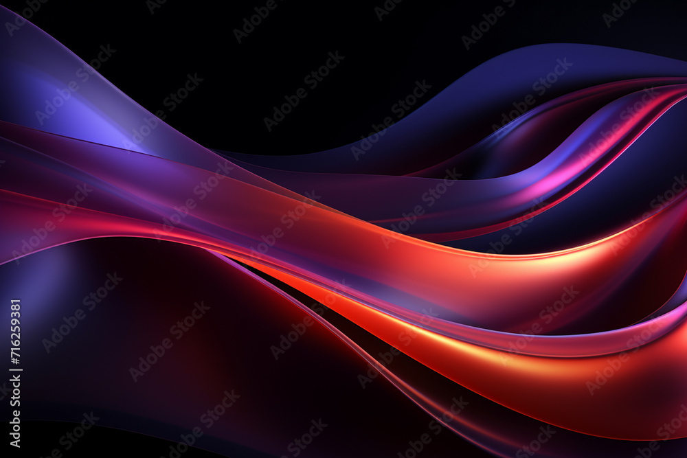 Dark abstract neon wave background created with Generative AI
