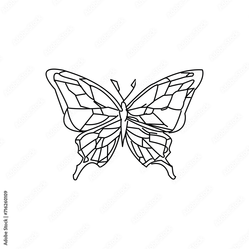 Butterfly continuous one line drawing element isolated on white background and single line art outline vector illustration
Butterfly continuous one line drawing element isolated on white background and single line art outline vector illustration