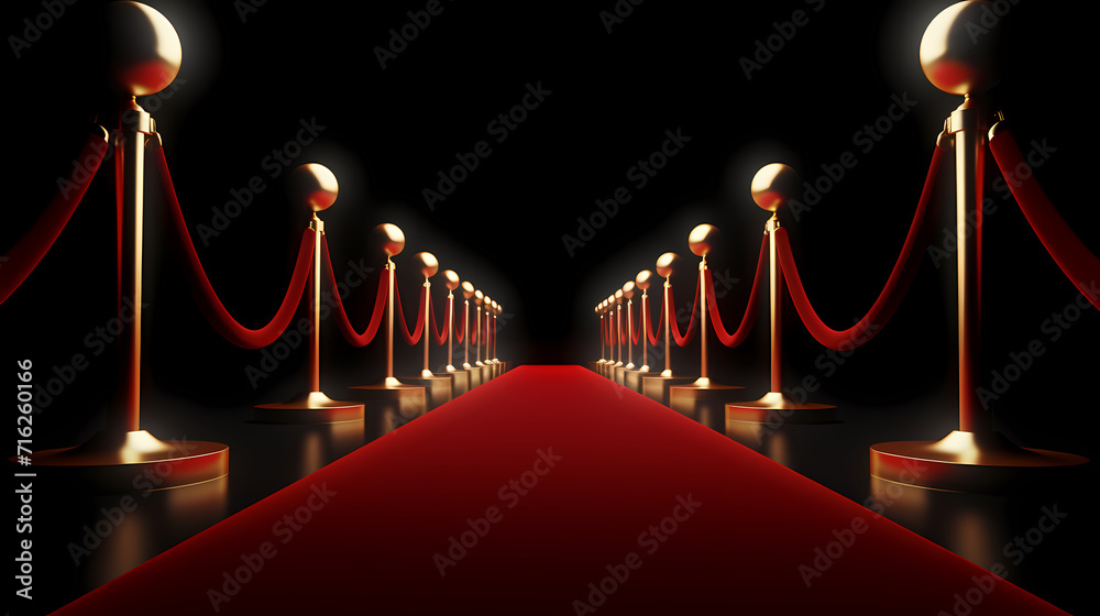 Red carpet on the stairs on dark background, the way to glory, victory and success Red carpet on the stairs on dark background, the way to glory, victory and success