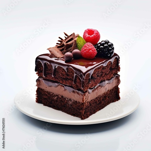 Sweet and delicious chocolate cake,on a white background