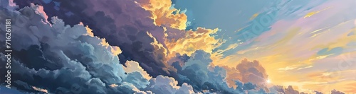 Sunset Glow Cloudscape Wallpaper and Design, Generative AI © Rika