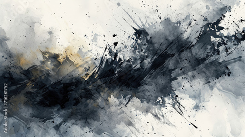 Dynamic abstract watercolor background with black and gray color splashes © boxstock production