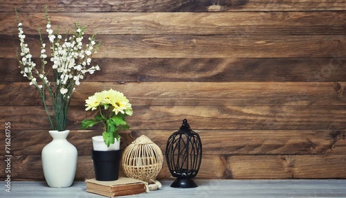 still life with flowers and vase background wood natural life color wall photo