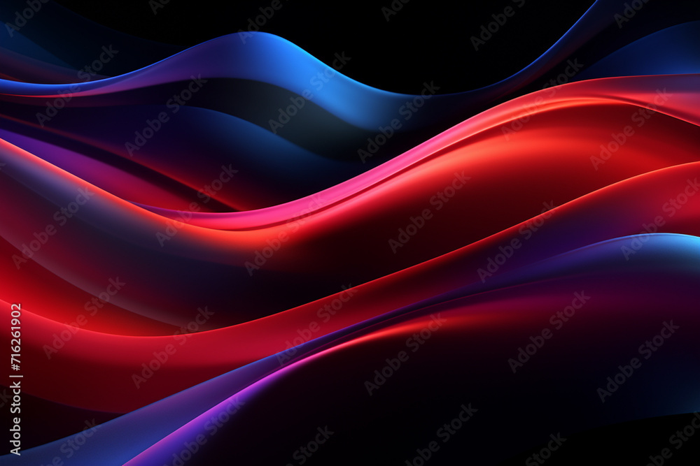 Dark abstract neon wave background created with Generative AI Dark abstract neon wave background created with Generative AI
