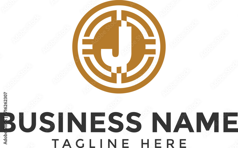 Obraz premium Letter J blockchain and crypto logo, blockchain logo, crypto logo, digital currency logo icon and symbol for cryptocurrency website and business, techfinance logo