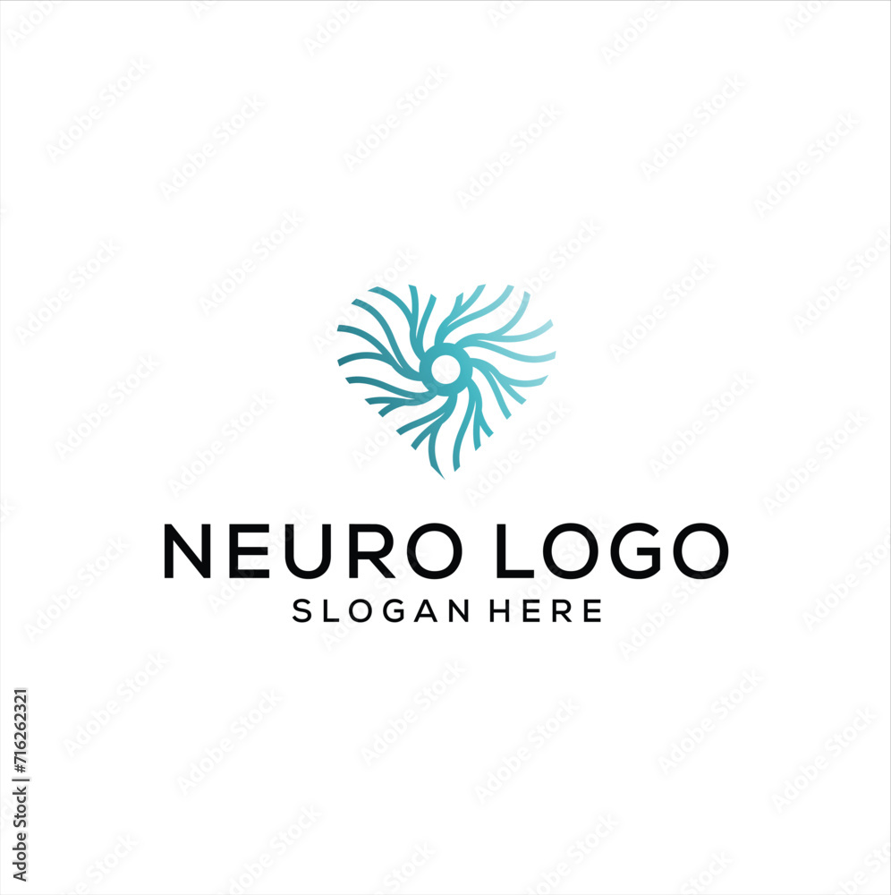 Simple neuro logo design vector concept, neurology for medical icon