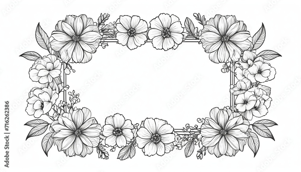Floral Frame Line Art Icon in Black Aesthetic Floral Frame Line Art Icon in Black Aesthetic