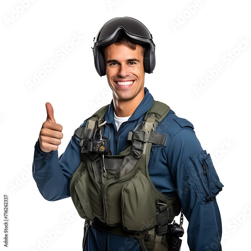 Pilot smiling happily on transparent background PNG