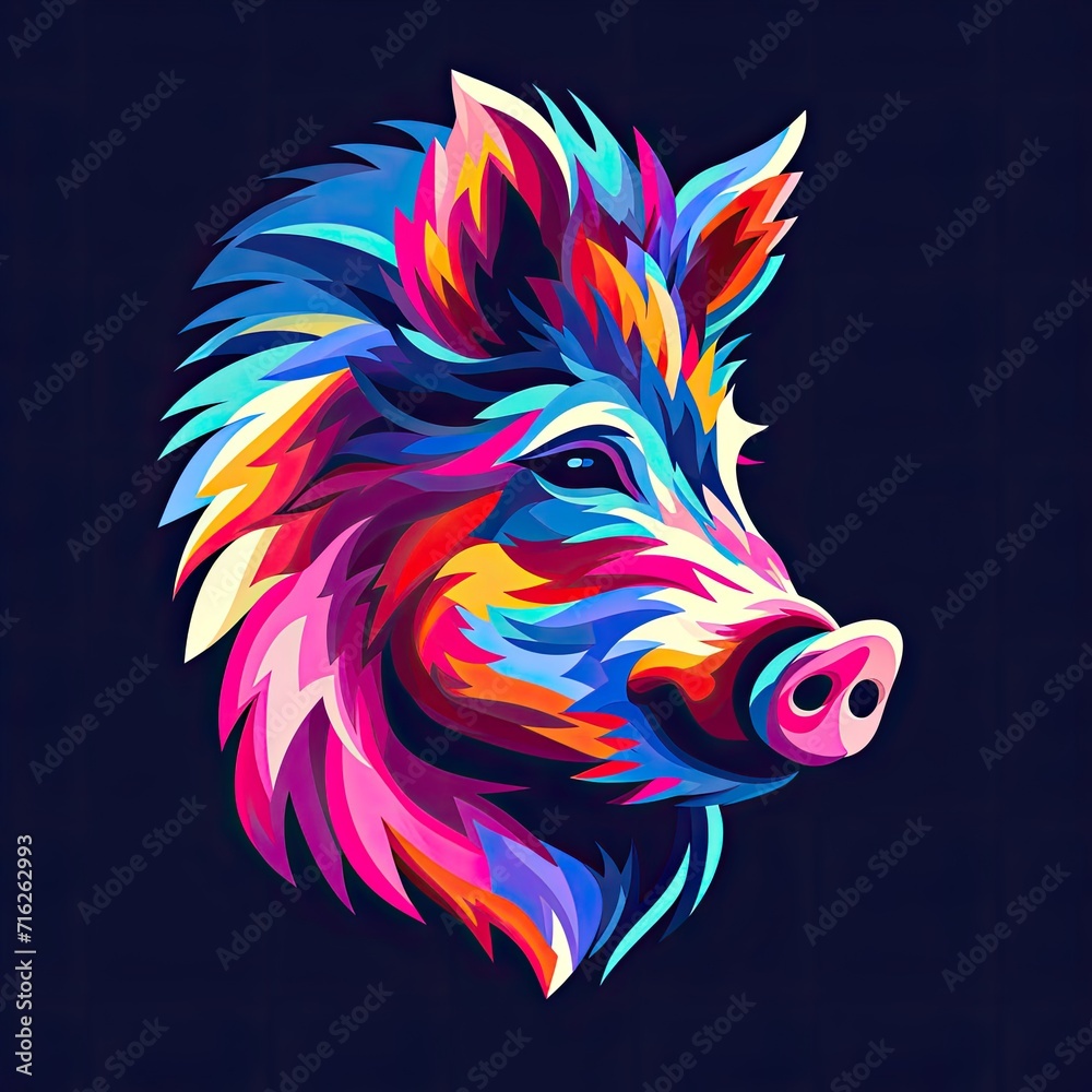 Fototapeta Boar Animal Logo Design Multicolor Figure Generative AI