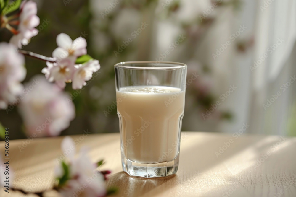 A glass filled with a soothing elixir of milk, capturing the essence of relaxation