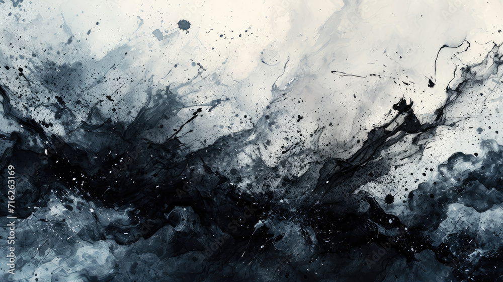 Dynamic abstract watercolor background with black and gray color splashes Dynamic abstract watercolor background with black and gray color splashes