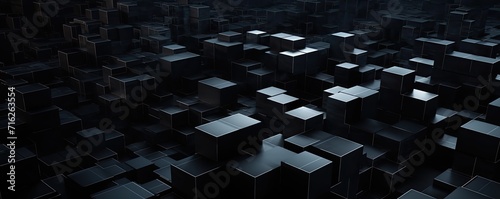 Black geometric elements with shimmering lines creating an abstract and dynamic visual..