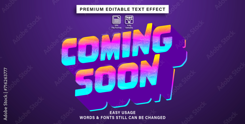 Obraz premium Editable text or font effect Coming soon