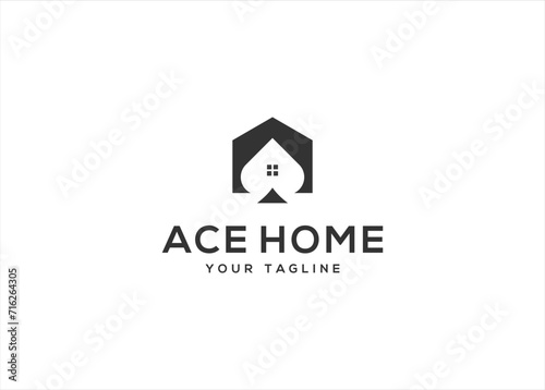 Creative Ace Spade Home Real Estate Logo Design Vector illustration template