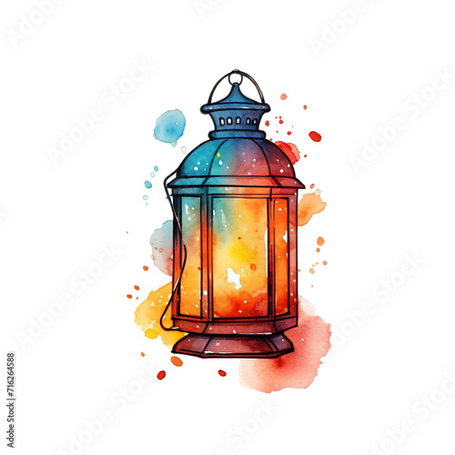 Eid Lantern in handdrawn style on transparent background.