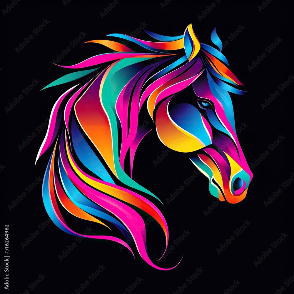 Horse Animal Logo Illustration Colorful Art Generative AI