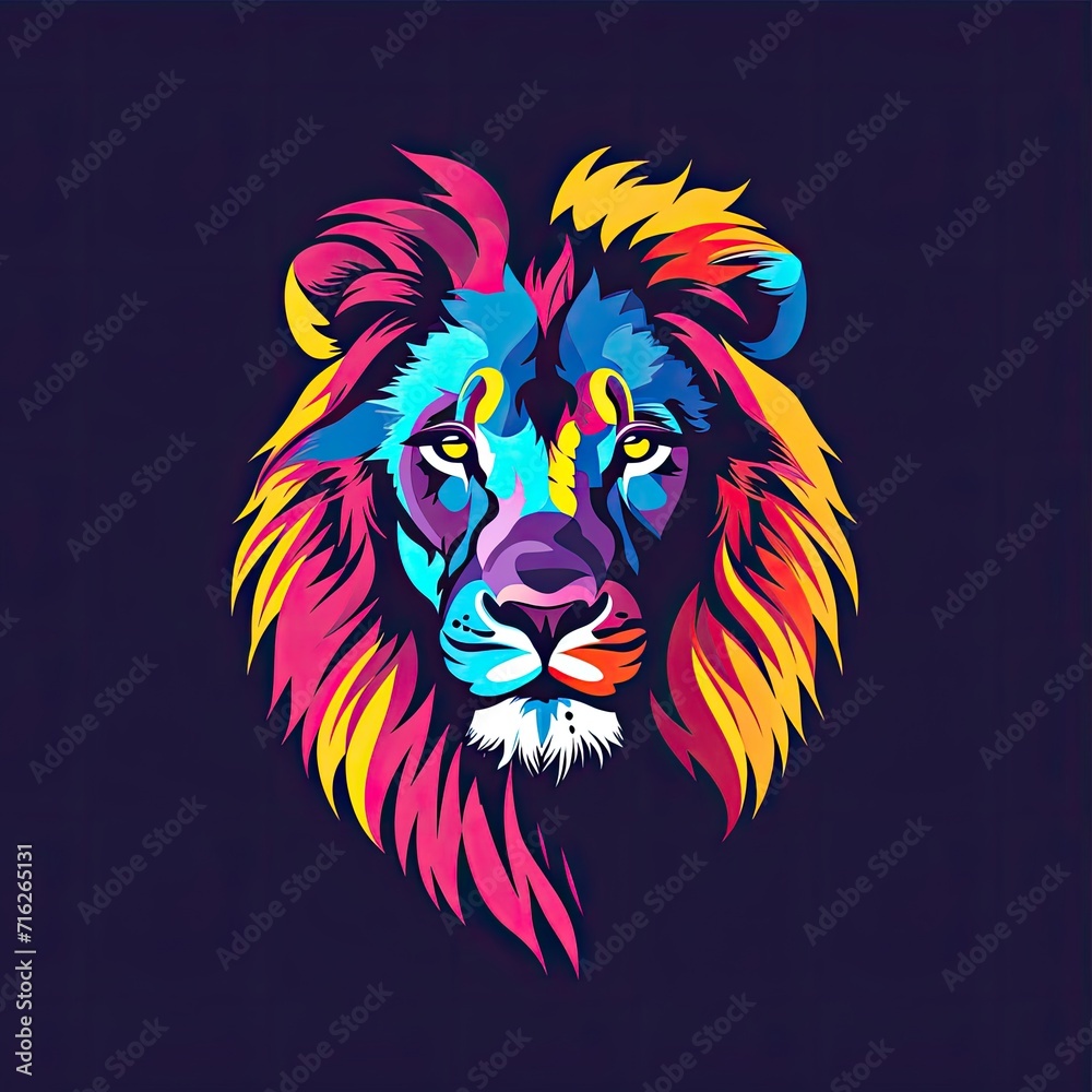 Lion Animal Logo Design Colourful Figure Generative AI