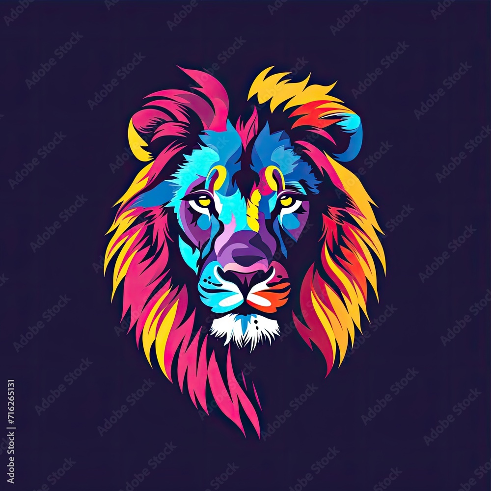 Lion Animal Logo Design Colourful Figure Generative AI Lion Animal Logo Design Colourful Figure Generative AI