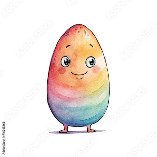 A cute easter egg in handdrawn style on transparent background. photo