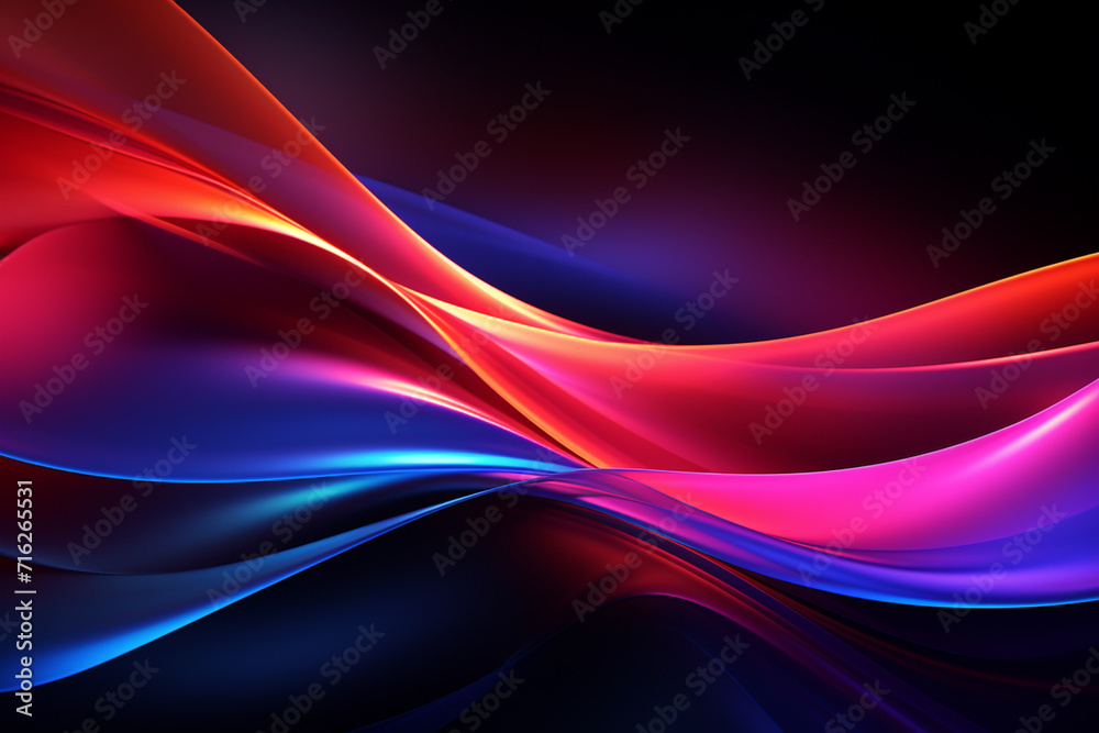 Dark abstract neon wave background created with Generative AI Dark abstract neon wave background created with Generative AI