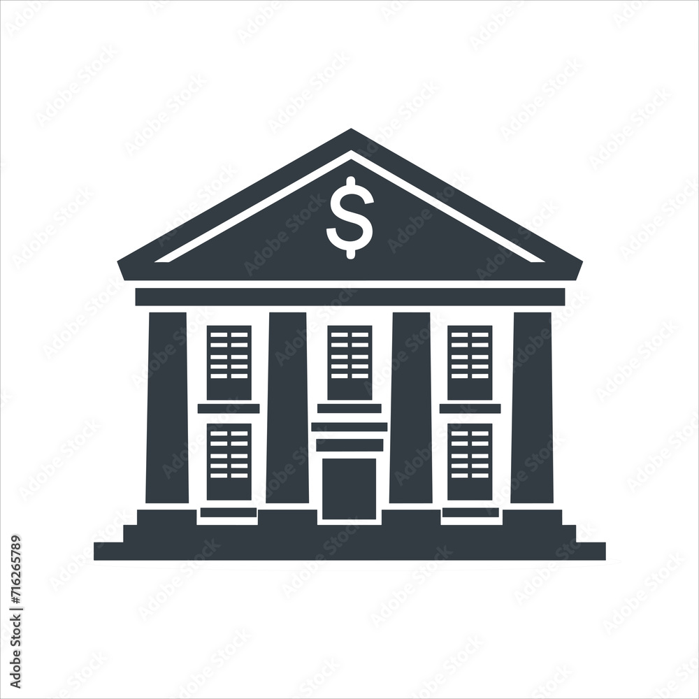 simple vector icon of a bank building with dollar simple vector icon of a bank building with dollar