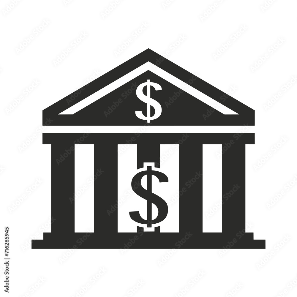 simple vector icon of a bank building with dollar simple vector icon of a bank building with dollar
