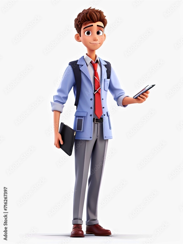 3D Illustration of a one young man work dress, Generated AI