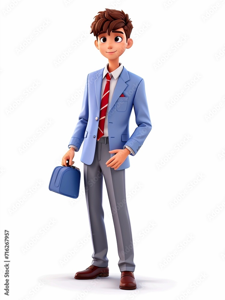 3D Illustration of a one young man work dress, Generated AI