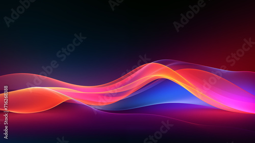 Dynamic Wallpaper with Straight Neon Glowing Wave Line in Orange, blue and Pink - Creating a Warm and Vibrant Atmosphere Against Twilight -Wallpaper and Digital Art Enthusiasts