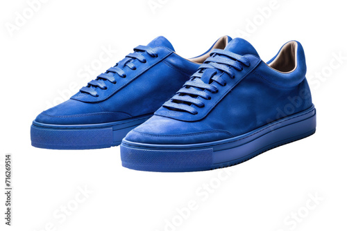 Luxe Blue Suede Men Sneaker Isolated On Transparent Background