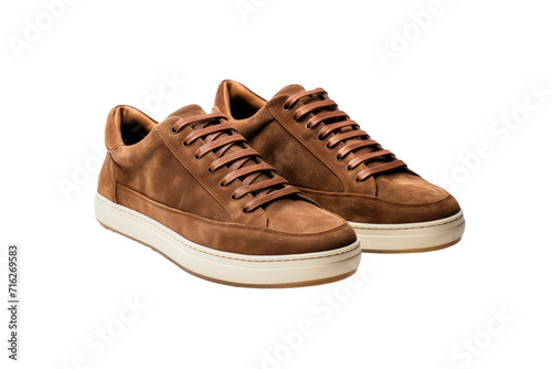Suede Men Sneaker in Brown Isolated On Transparent Background
