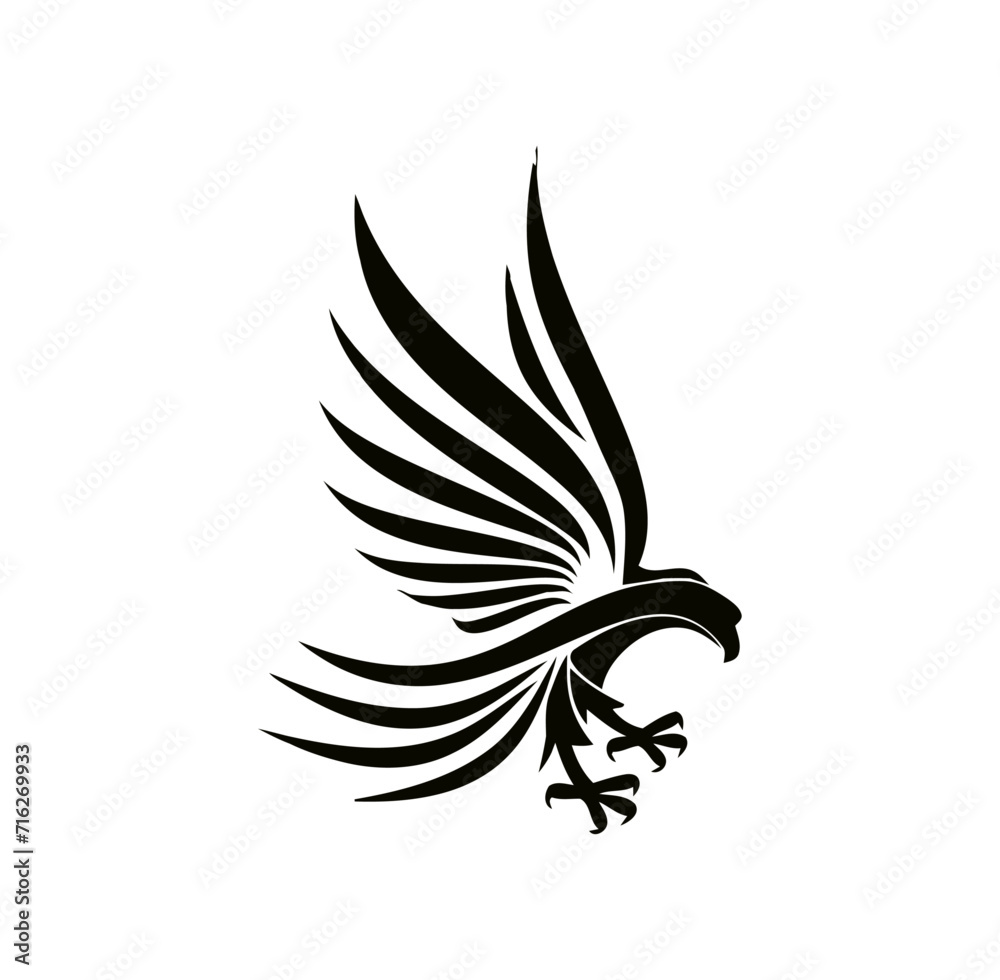 eagle icon circular design illustration, hawk icon design, eagle logo design template, falcon icon