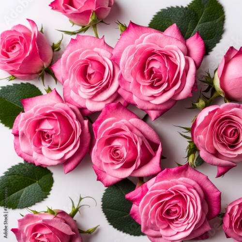 Pink roses on white background