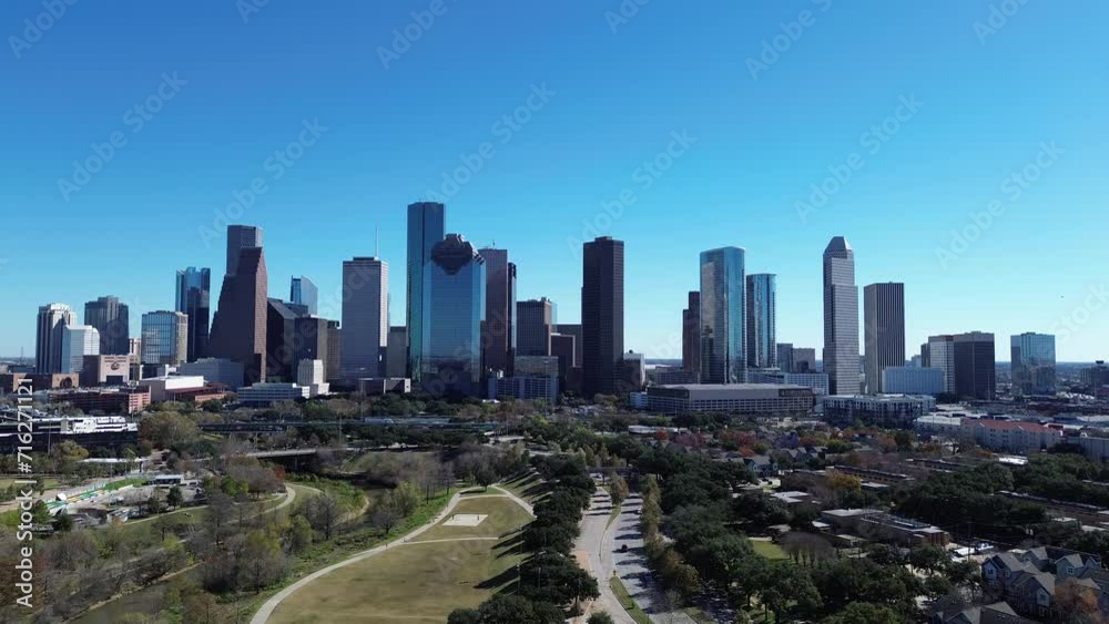 Downtown Houston, Texas skyline with traffic Downtown Houston, Texas skyline with traffic