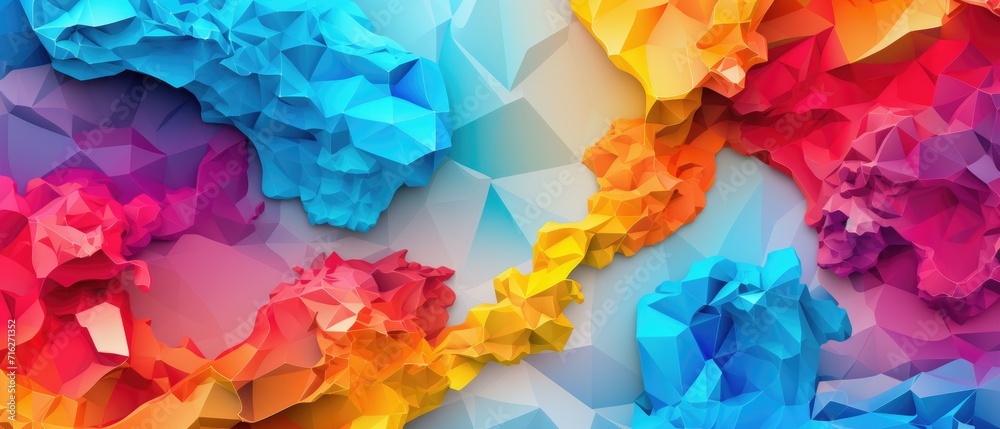 Captivating abstract backdrop featuring a 3D printer-style map with vibrant colors, ideal for creating a visually appealing and modern background, Ai Generated.