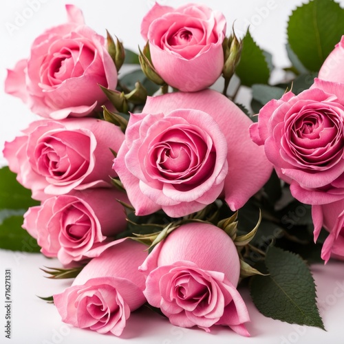 Pink roses on white background