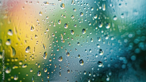 Close-up view of water drops delicately adorning a glass window or mirror  Ai Generated.