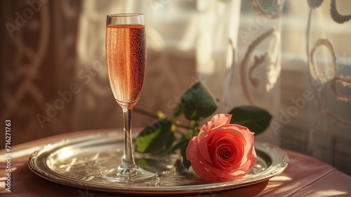 champagne and roses, valentine