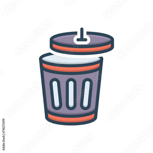Color illustration icon for bin