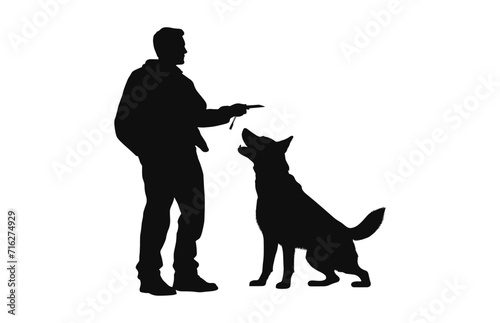 Dog Trainer black Silhouette vector isolated on a white background
